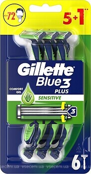 Фото Gillette бритвенный станок Blue 3 Sensitive одноразовый 6 шт