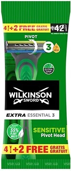 Фото Wilkinson Sword (Schick) бритвенный станок Extra Essential 3 Sensitive одноразовый 6 шт