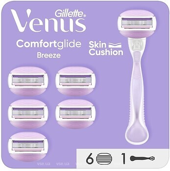 Фото Gillette Venus бритвенный станок ComfortGlide Breeze с 6 сменными картриджами
