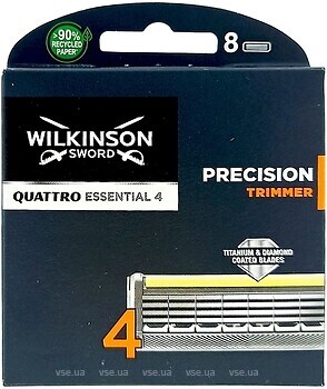 Фото Wilkinson Sword (Schick) сменные картриджи Quattro Essential 4 Precision Trimmer 8 шт