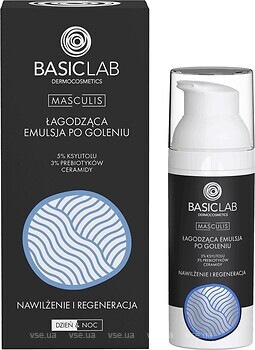 Фото BasicLab Dermocosmetics эмульсия после бритья Masculis успокаивающая 50 мл