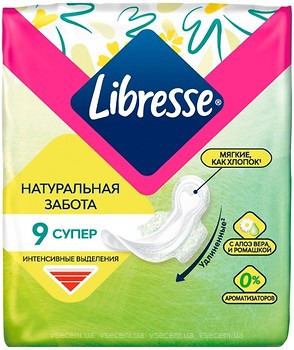 Фото Libresse Натуральная забота Супер с крылышками 9 шт