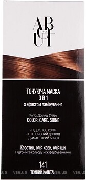 Фото About hair Color, Care, Shine 3 в 1 с эффектом ламинирования 141 темный каштан