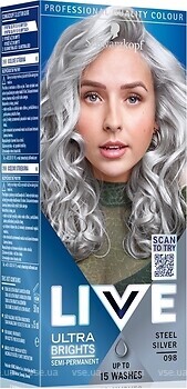 Фото Schwarzkopf Professional LIVE Ultra Brights or Pastel 98 Steel Silver стальное серебро