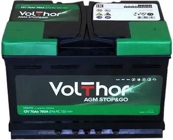VolThor AGM Stop&Go 70 Ah Euro (713070, L3 AGM, VGM70)
