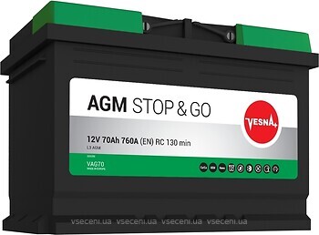 Фото Vesna AGM Stop&Go 70 Ah (0) (L3 AGM, 314070, VAG70)