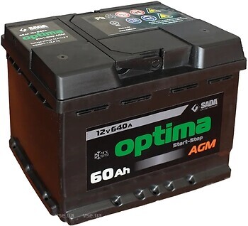 Фото Optima AGM 60 Ah Euro EN640 (0) R