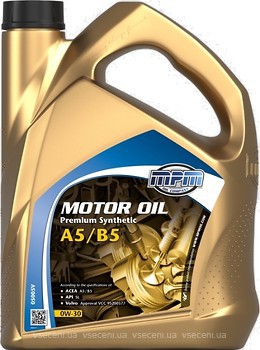 Фото MPM Motor Oil Premium Synthetic 0W-30 A5/B5 5 л (05005V)