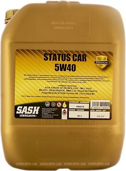 Фото SASH Lubricants Status Car 5W-40 20 л (100215)