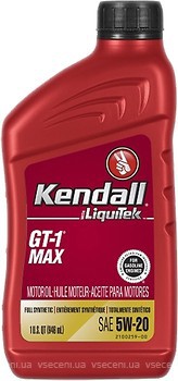 Фото Kendall GT-1 MAX Premium Full Synthetic LiquiTek 5W-20 0.946 л