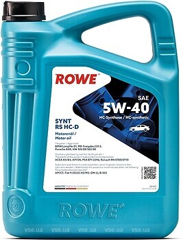 Фото ROWE Hightec Synt RS HC-D 5W-40 5 л (20163005099)
