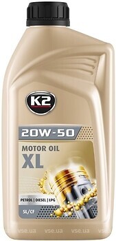 Фото K2 Motor Oil SL/CF XL 20W-50 1 л (O2711E)