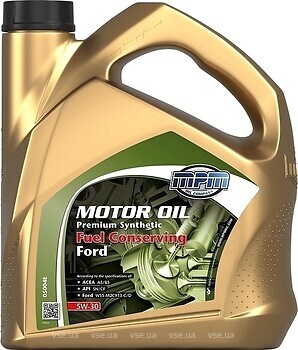 Фото MPM Motor Oil Premium Synthetic Fuel Conserving Ford 5W-30 4 л (05004E)