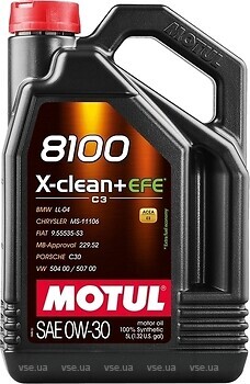 Фото Motul 8100 X-CLEAN+ EFE 0W-30 5 л (111678)