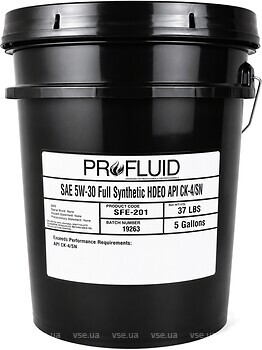 Фото ProFluid Full Synthetic 5W-30 CK-4 (Pails) HDEO 18.93 л