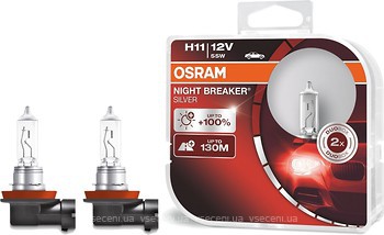 Фото Osram Night Breaker Silver H11 +100% 12V 55W (64211NBS-HCB)