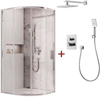 Фото Ravak Blix Slim BLSCP4-90 Bright alu Transparent + Hansgrohe Crometta E 240 1jet Showerpipe