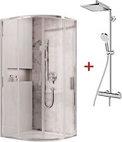 Фото Ravak Blix Slim BLSCP4-90 Bright alu Transparent + Hansgrohe Crometta E 240 (X3BM70C00Z1+27271000)