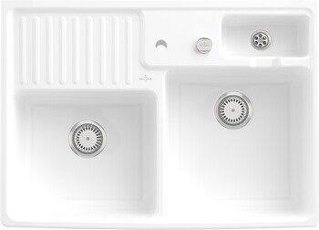 Фото Villeroy & Boch Double-bowl sink Snow White (632392KG)