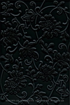Фото Kerama Marazzi плитка настенная Аджанта Цветы черная 20x30 (8217)