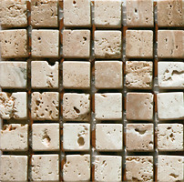 Фото Mozaico De Lux мозаика K-MOS TRAVERTINO T.U. BIANCO 30.3x30.4 Куб 1.5x1.5