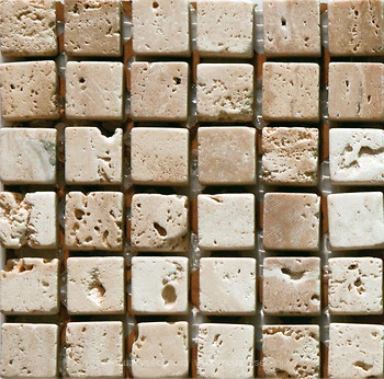 Фото Mozaico De Lux мозаика K-MOS TRAVERTINO T.U. BIANCO 30.3x30.4 Куб 1.5x1.5