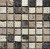 Фото Mozaico De Lux мозаика K-MOS TRAVERTINO MIX EMPERADOR 30.3x30.4 Куб 1.5x1.5