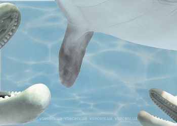Фото БерезаКерамика декор Лазурь Дельфин 4 бирюзовый 25x35