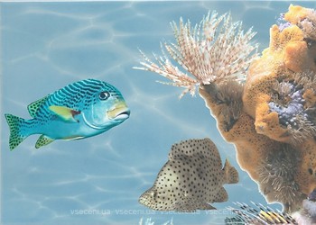 Фото БерезаКерамика декор Лазурь Морской мир 5 бирюзовый 25x35
