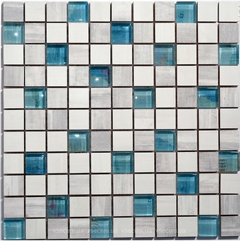 Фото Kotto Ceramica мозаика CM 3108 C3 Laterizio Griz/Laterizio Bianco/Lgrunde Glass 30x30