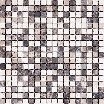 Фото Mozaico De Lux мозаика K-MOS Travertino Mix Emperador 30.5x30.5