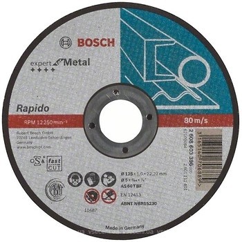 Фото Bosch Expert for Metal абразивный отрезной 125x1x22.23 мм (2608603396)