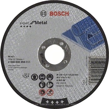 Фото Bosch Expert for Metal абразивный отрезной 125x2.5x22.23 мм (2608600394)