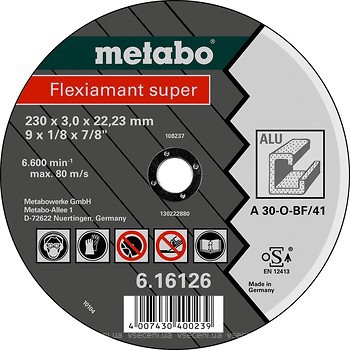 Фото Metabo Flexiamant Super абразивный отрезной 115x2.5x22.23 мм (616751000)