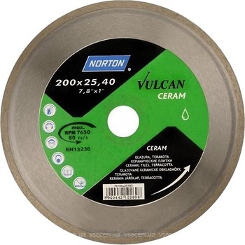 Фото Norton Vulcan Tile алмазный отрезной сплошной 200x25.4 мм (70V022)