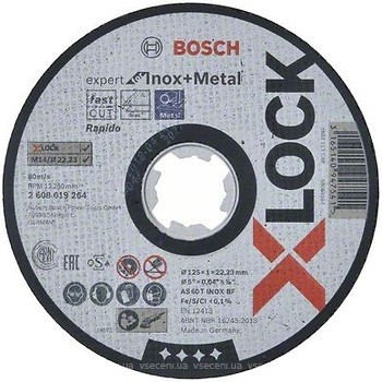 Фото Bosch X-Lock Expert for Inox and Metal абразивный отрезной 125x1.0x22.23 мм (2608619264)