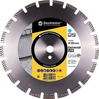 Фото Baumesser алмазный отрезной сегментный 1A1RSS/C1 Universal 350x3.5x25.4 мм (94120129024)