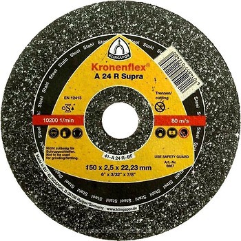 Фото Klingspor Kronenflex A 24 R Supra абразивный отрезной 150x2.5x22.23 мм (6667)