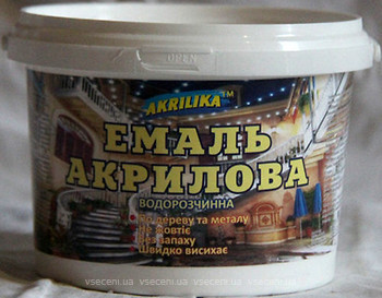 Фото Akrilika эмаль акриловая 0.8 кг белая