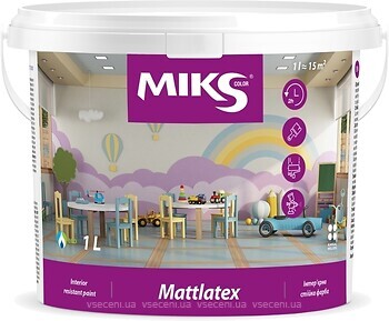 Фото Miks Color Mattlatex Интерьерная устойчивая матовая 1 л