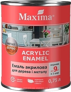 Фото Maxima Эмаль акриловая для дерева и металла 0.75 л кофе с молоком