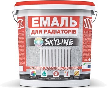 Фото Skyline Эмаль для радиаторов белая 0.75 л
