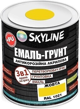Фото Skyline Эмаль 3 в 1 акрил-полиуретановая желтая 6 кг (E3-11021-S-6)