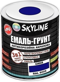 Фото Skyline Эмаль 3 в 1 акрил-полиуретановая синяя 6 кг (E3-15005-S-6)