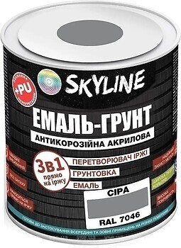 Фото Skyline Эмаль 3 в 1 акрил-полиуретановая серая 0.9 кг (E3-17046-S-09)