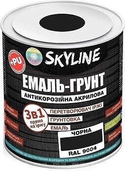 Фото Skyline Эмаль 3 в 1 акрил-полиуретановая черная 0.9 кг (E3-19004-S-09)