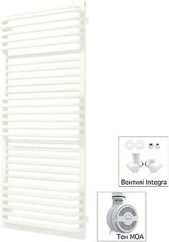 Фото Terma Poc 2 Moa 500x1400 White RAL 9016 + вентиль Integra (WGZUL140050)