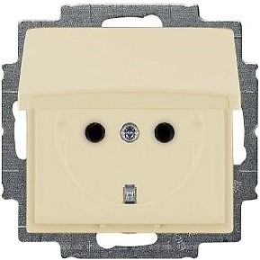 Фото ABB Розетка Basic 55 (20 EUK-92-507) одинарная с заземлением и крышкой