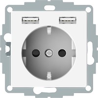 Фото Schneider Розетка Merten MTN2366-0319 одинарная с заземлением и защитной шторкой + USB