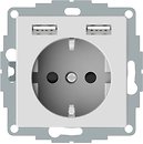 Фото Schneider Розетка Merten MTN2366-0325 одинарная с заземлением и защитной шторкой + USB